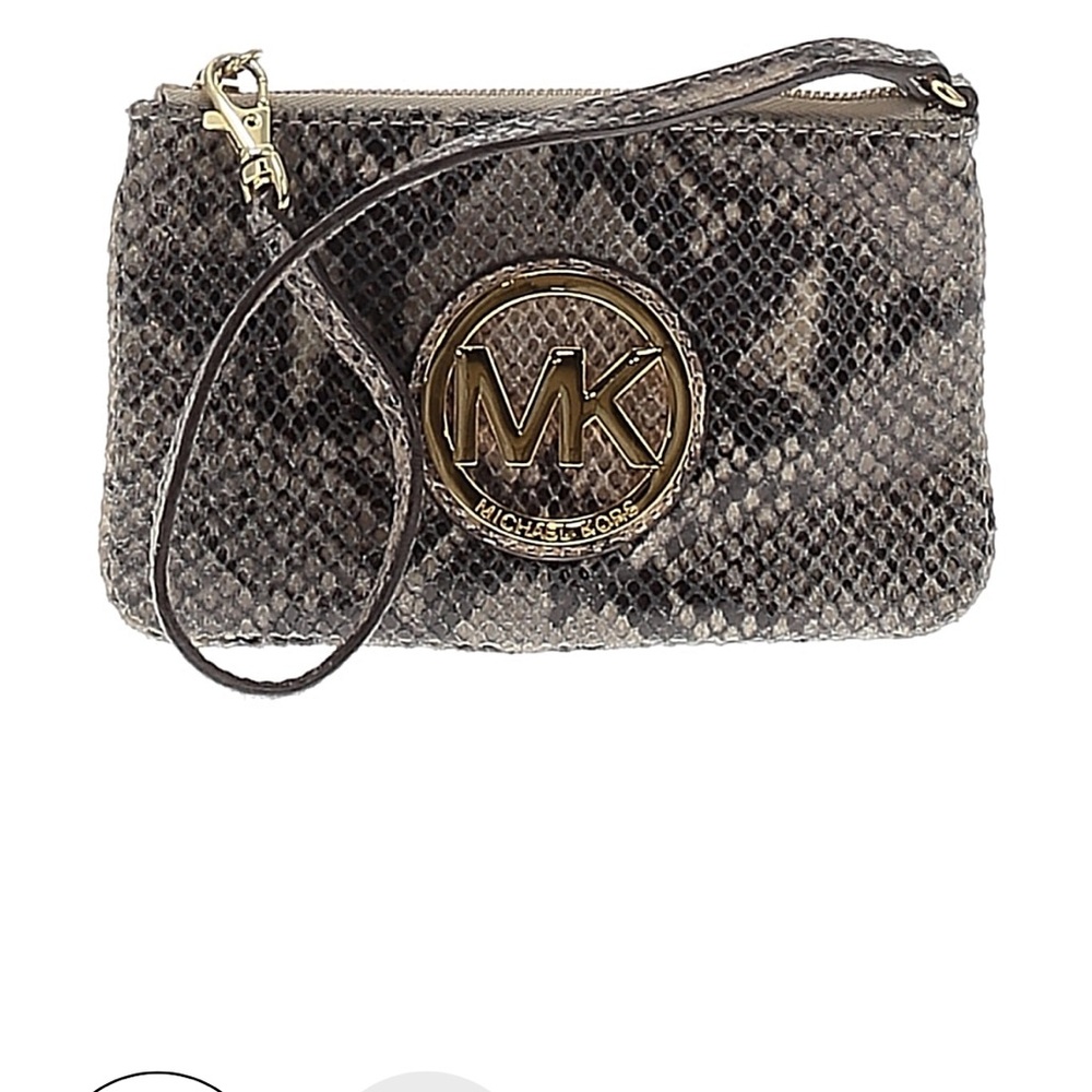 Michael Kors Snake Print Wristlet with Gold Logo